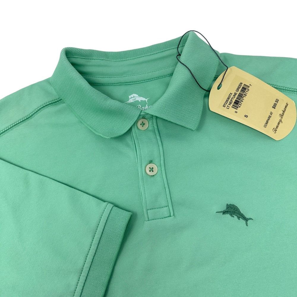 TOMMY BAHAMA NWT Men's 2-Button Neptune Green Polo Shirt ST226363TX Size‎ Small